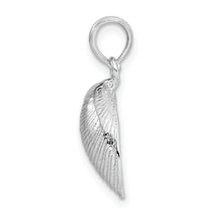 De-Ani Sterling Silver Rhodium-Plated Polished Clam Shell Pendant