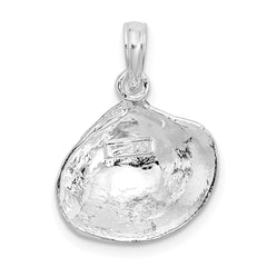 De-Ani Sterling Silver Rhodium-Plated Polished Clam Shell Pendant