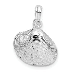 De-Ani Sterling Silver Rhodium-Plated Polished Clam Shell Pendant