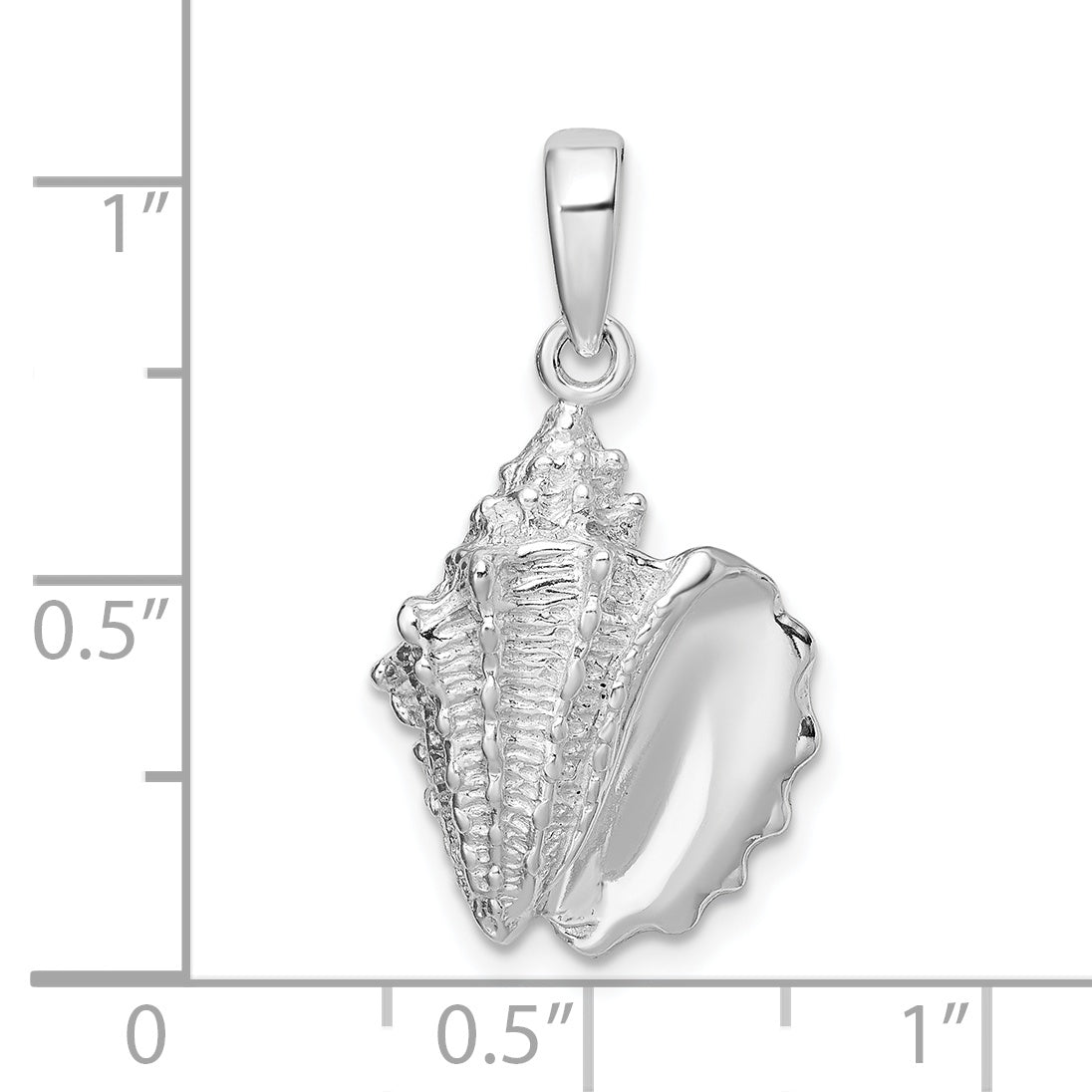 De-Ani Sterling Silver Rhodium-Plated Polished Conch Shell Pendant