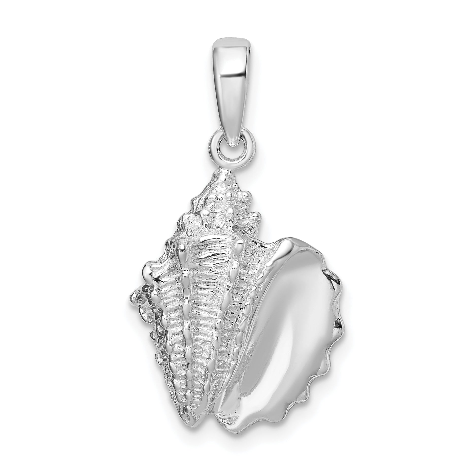 De-Ani Sterling Silver Rhodium-Plated Polished Conch Shell Pendant