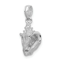 De-Ani Sterling Silver Rhodium-Plated Polished 3D Conch Pendant