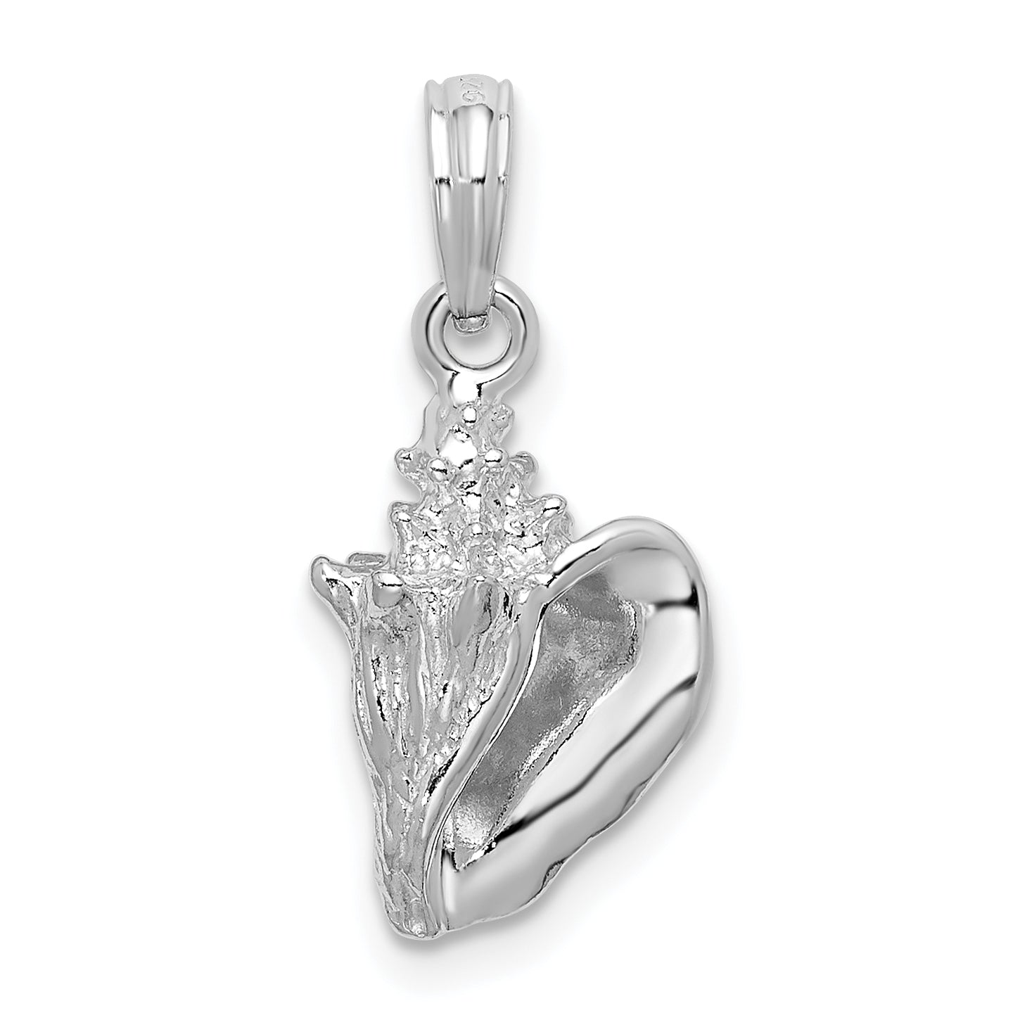 De-Ani Sterling Silver Rhodium-Plated Polished 3D Conch Pendant