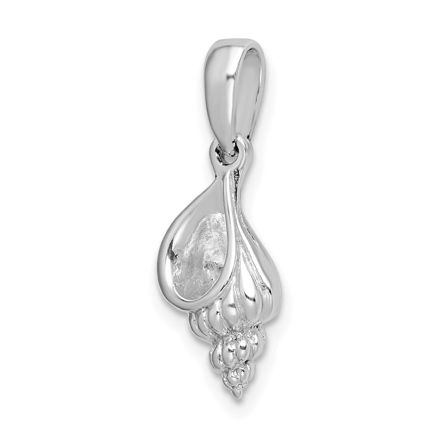 De-Ani Sterling Silver Rhodium-Plated Polished 3D Wentletrap Shell Pendant