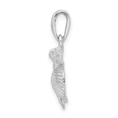 De-Ani Sterling Silver Rhodium-Plated Polished Shell Cluster Pendant