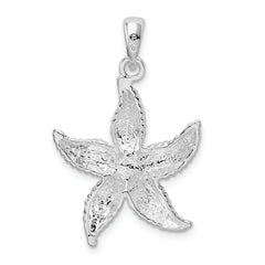 De-Ani Sterling Silver Rhodium-Plated Polished and Textured Starfish Pendant