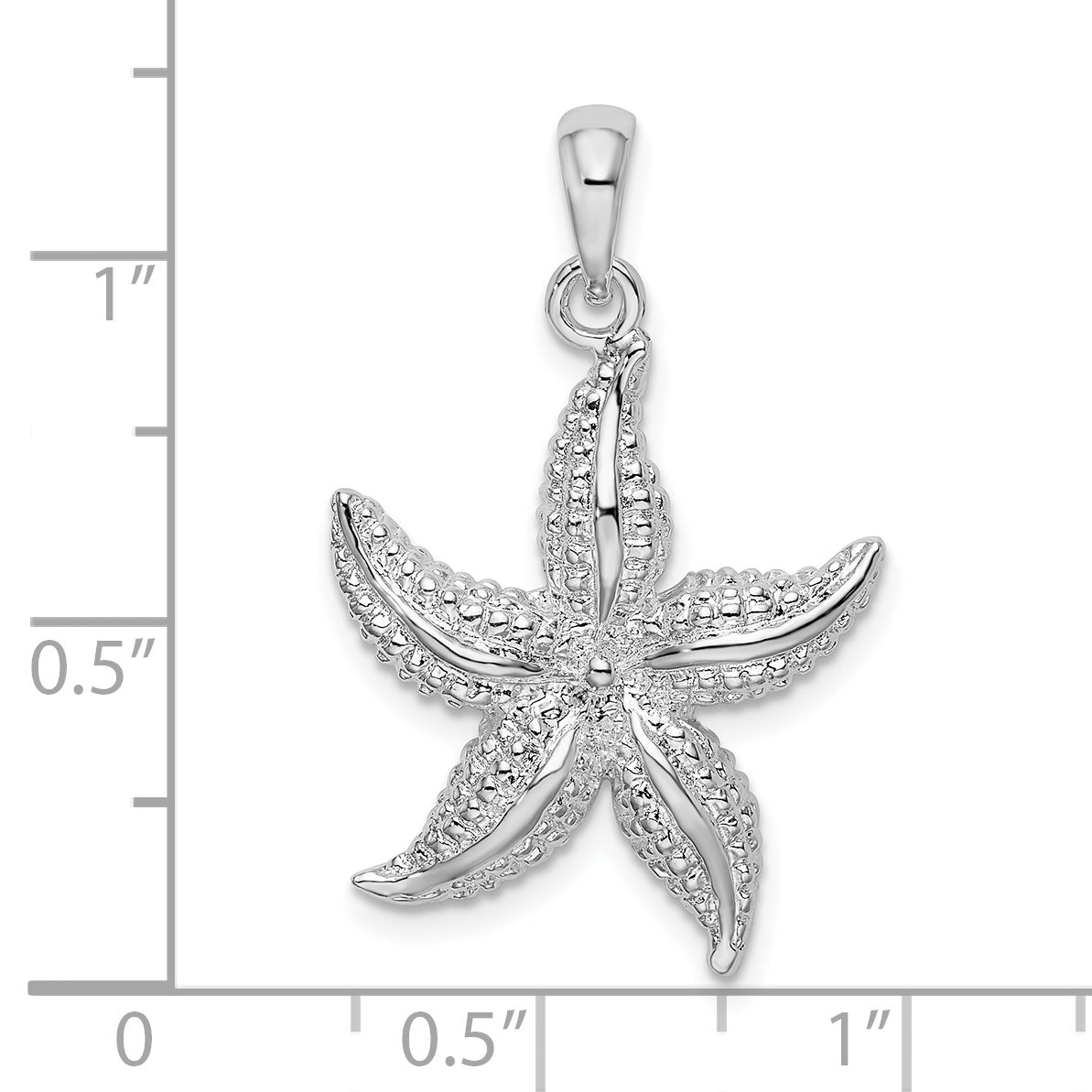 De-Ani Sterling Silver Rhodium-Plated Polished and Textured Starfish Pendant