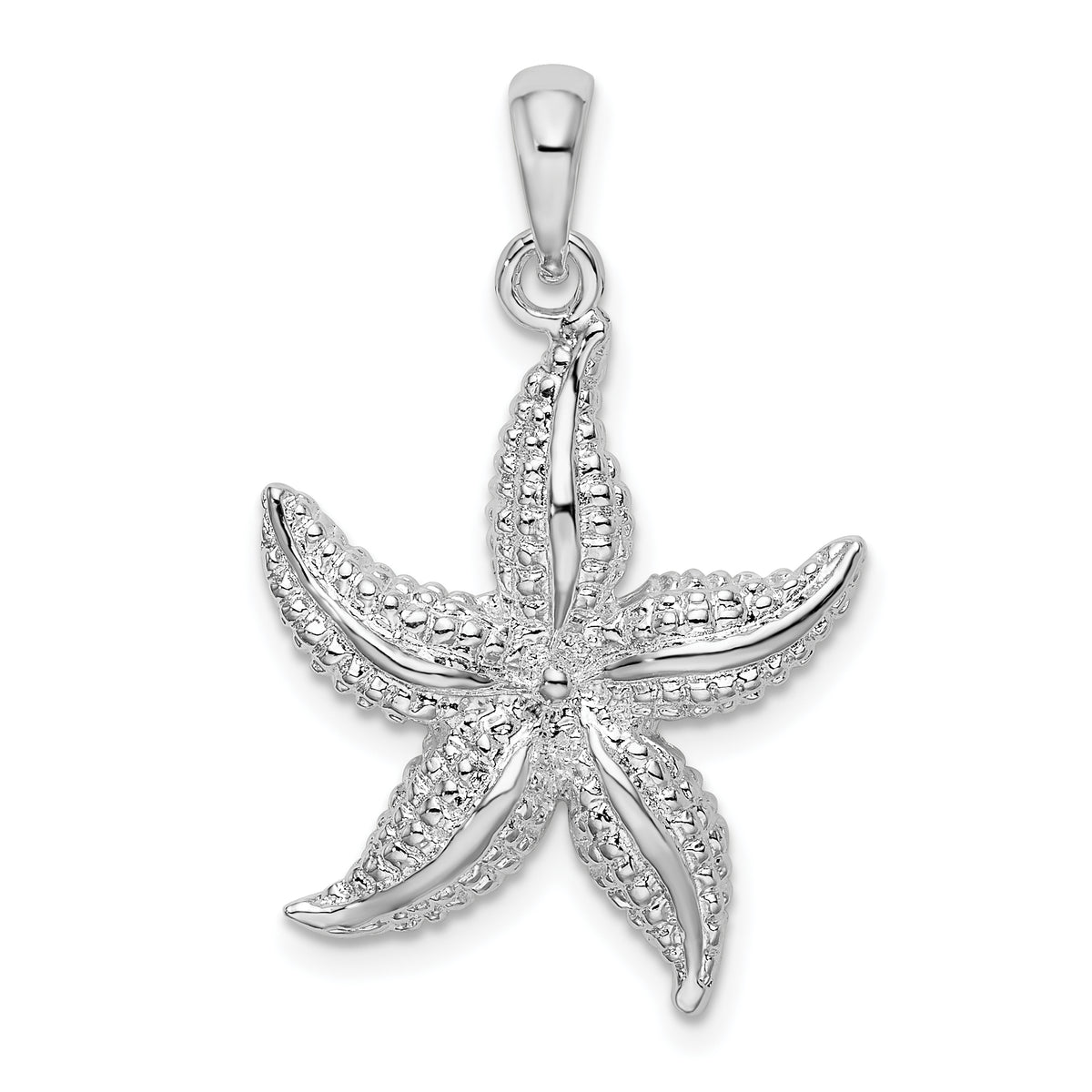 De-Ani Sterling Silver Rhodium-Plated Polished and Textured Starfish Pendant