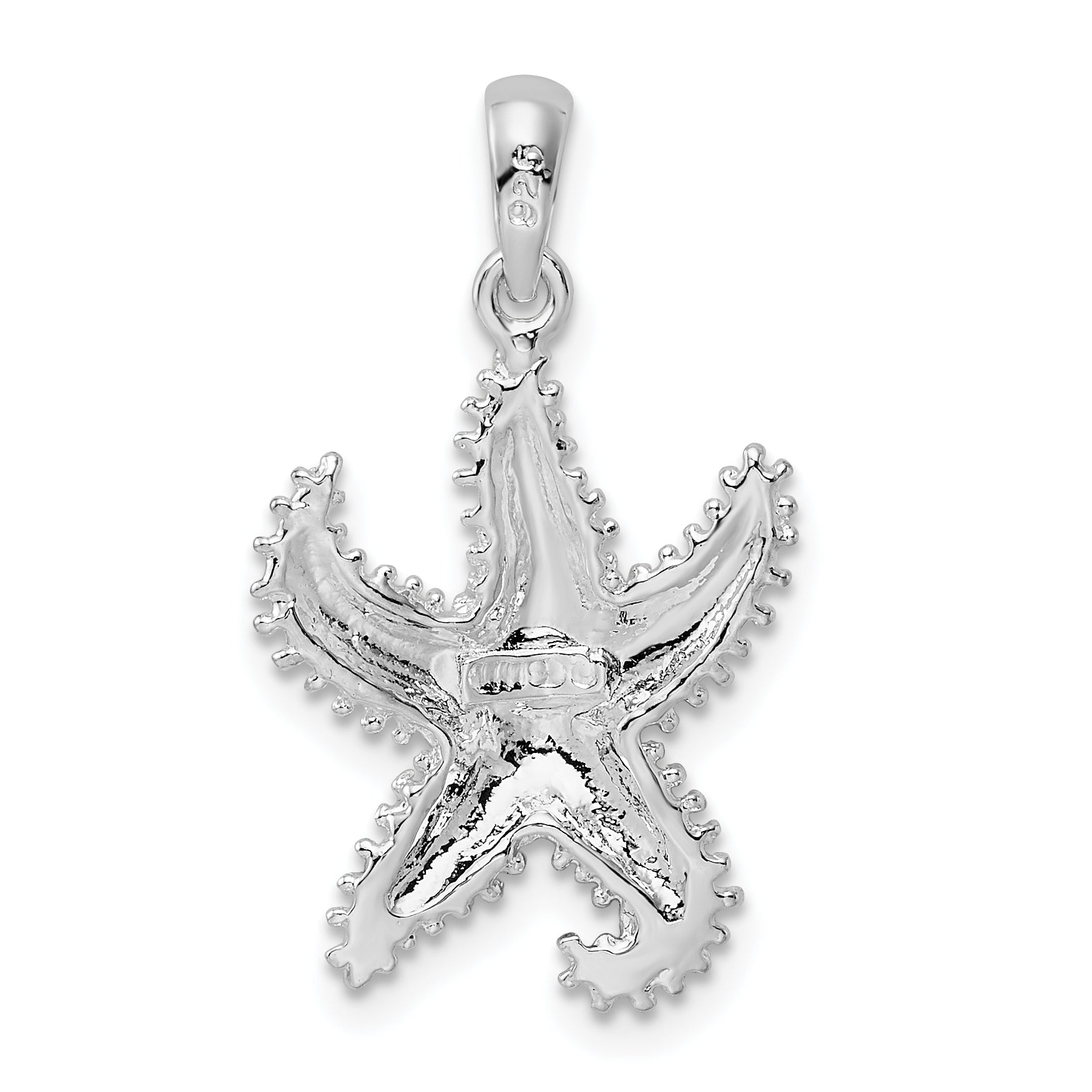 De-Ani Sterling Silver Rhodium-Plated Polished Beaded Starfish Pendant