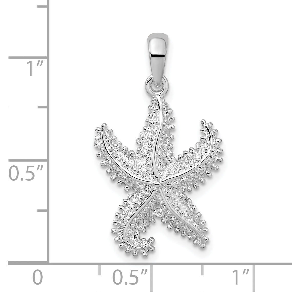 De-Ani Sterling Silver Rhodium-Plated Polished Beaded Starfish Pendant