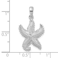 De-Ani Sterling Silver Rhodium-Plated Polished Beaded Starfish Pendant