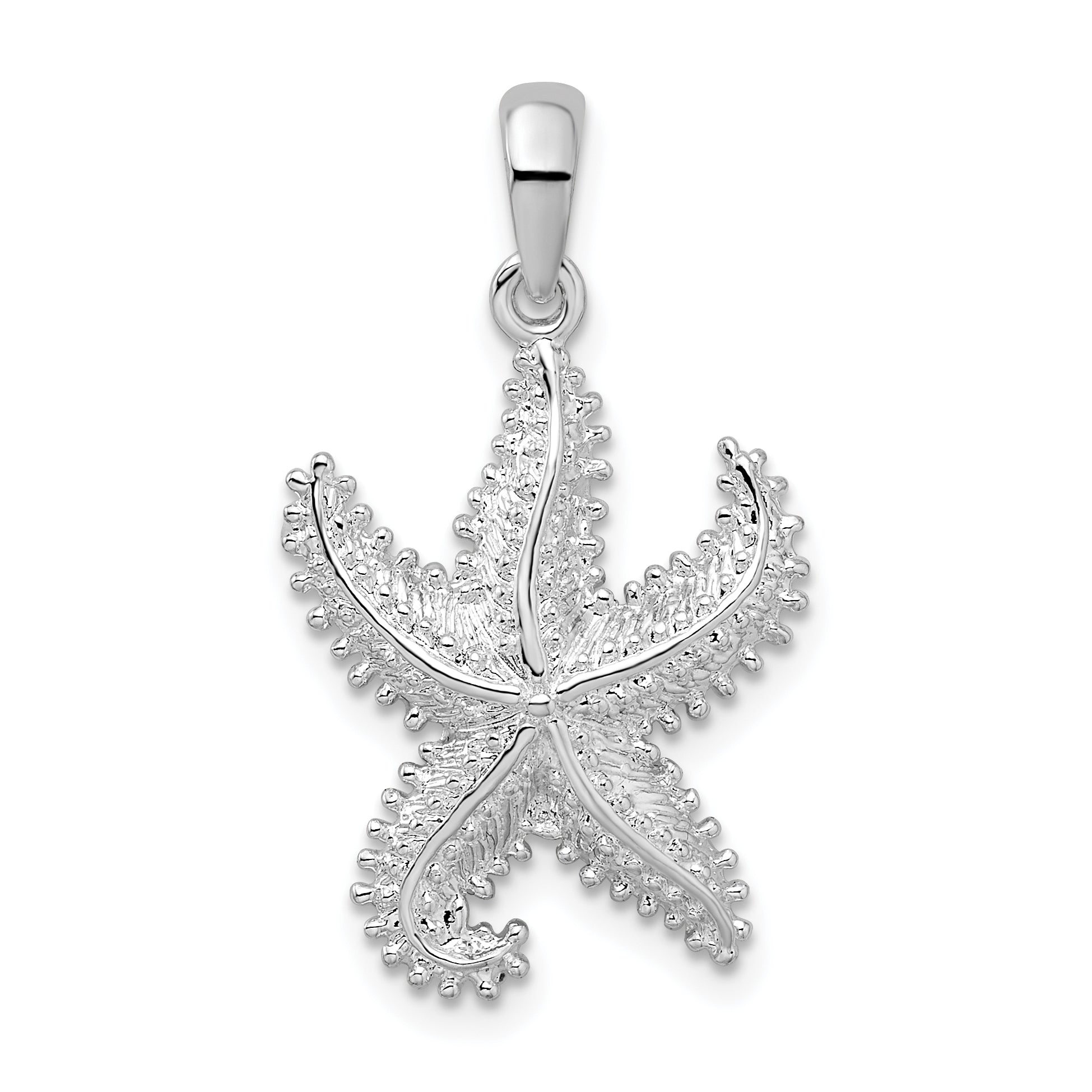 De-Ani Sterling Silver Rhodium-Plated Polished Beaded Starfish Pendant