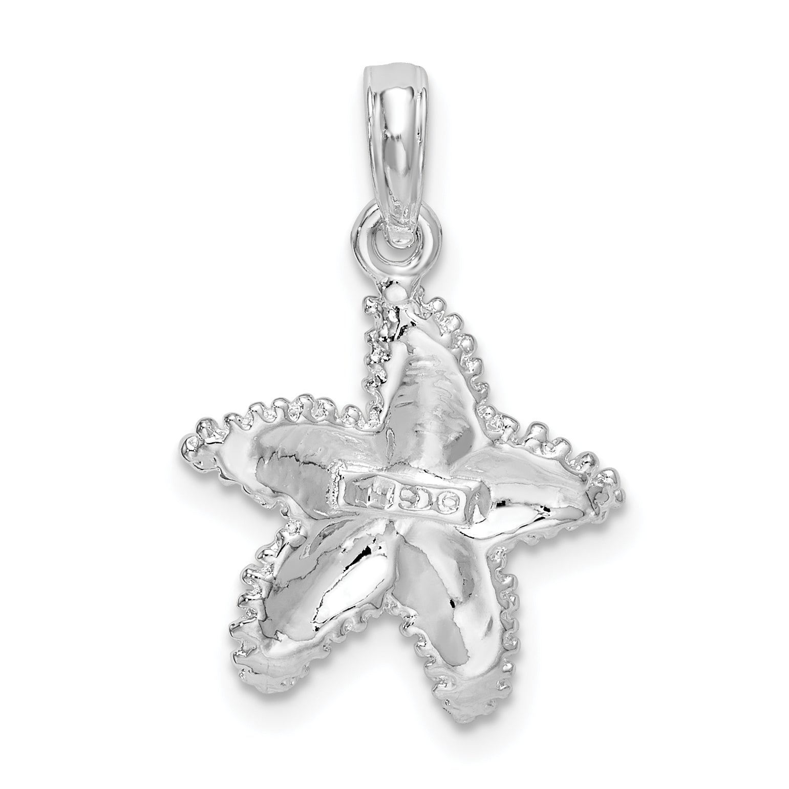 De-Ani Sterling Silver Rhodium-Plated Polished Beaded Starfish Pendant