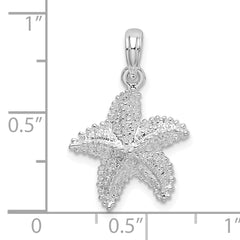 De-Ani Sterling Silver Rhodium-Plated Polished Beaded Starfish Pendant