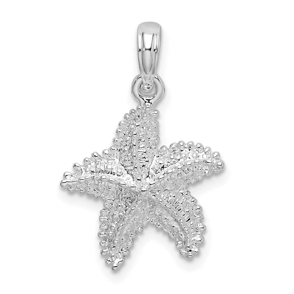 De-Ani Sterling Silver Rhodium-Plated Polished Beaded Starfish Pendant