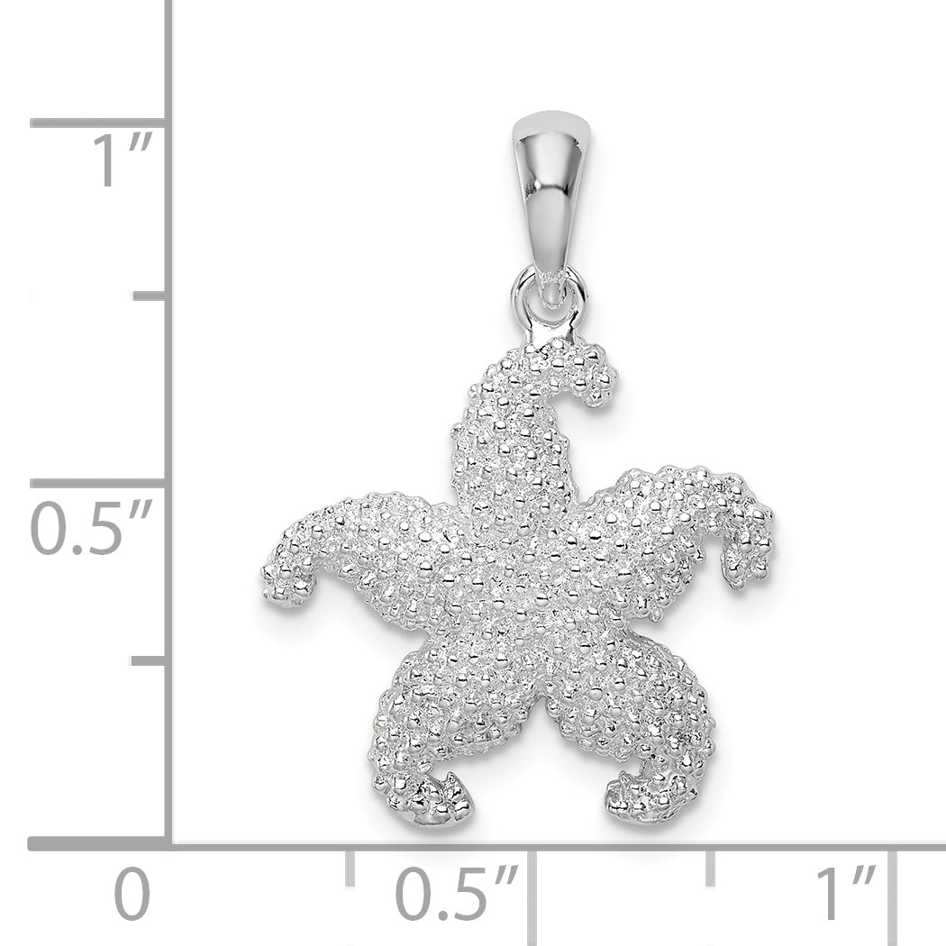 De-Ani Sterling Silver Rhodium-Plated Polished Starfish Pendant