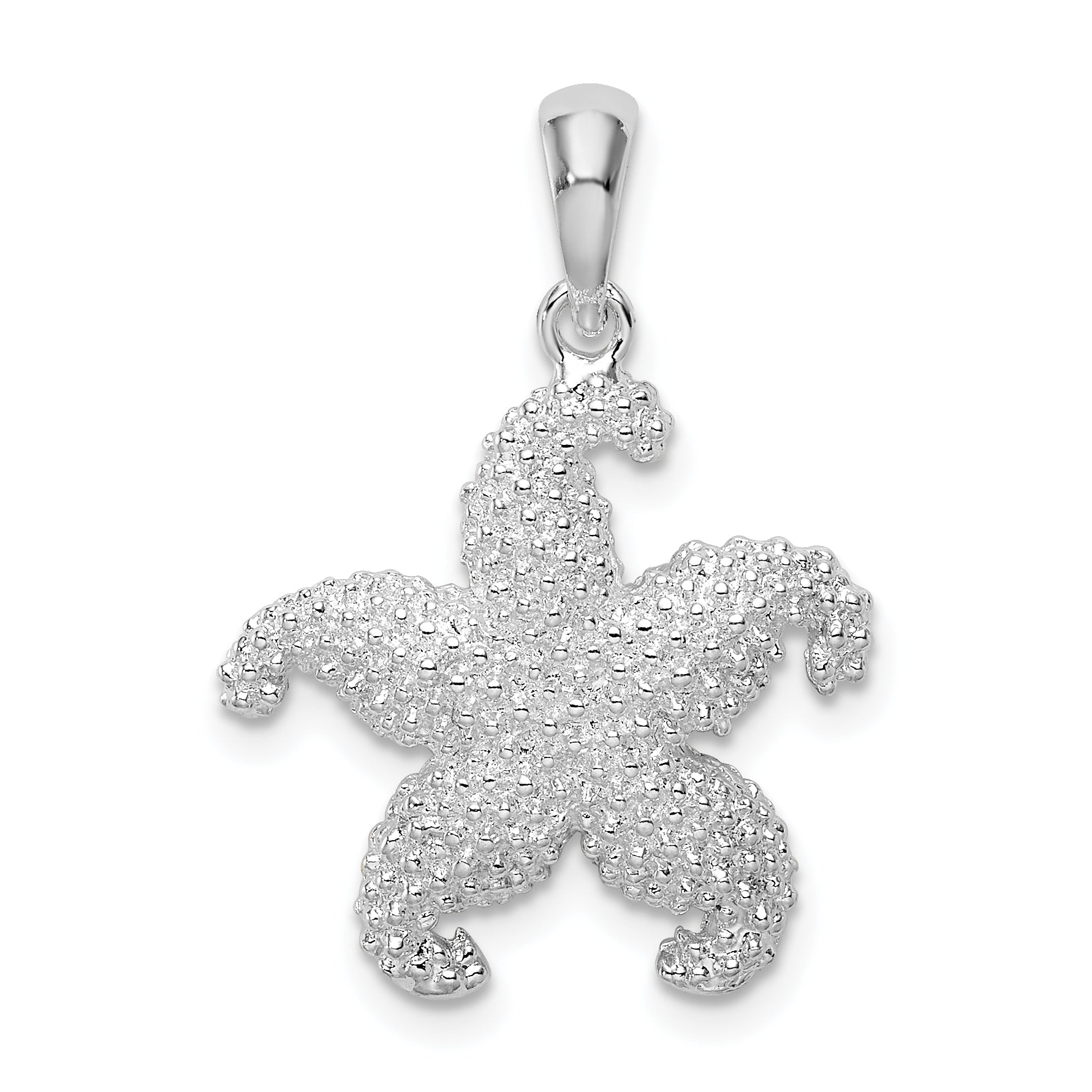 De-Ani Sterling Silver Rhodium-Plated Polished Starfish Pendant