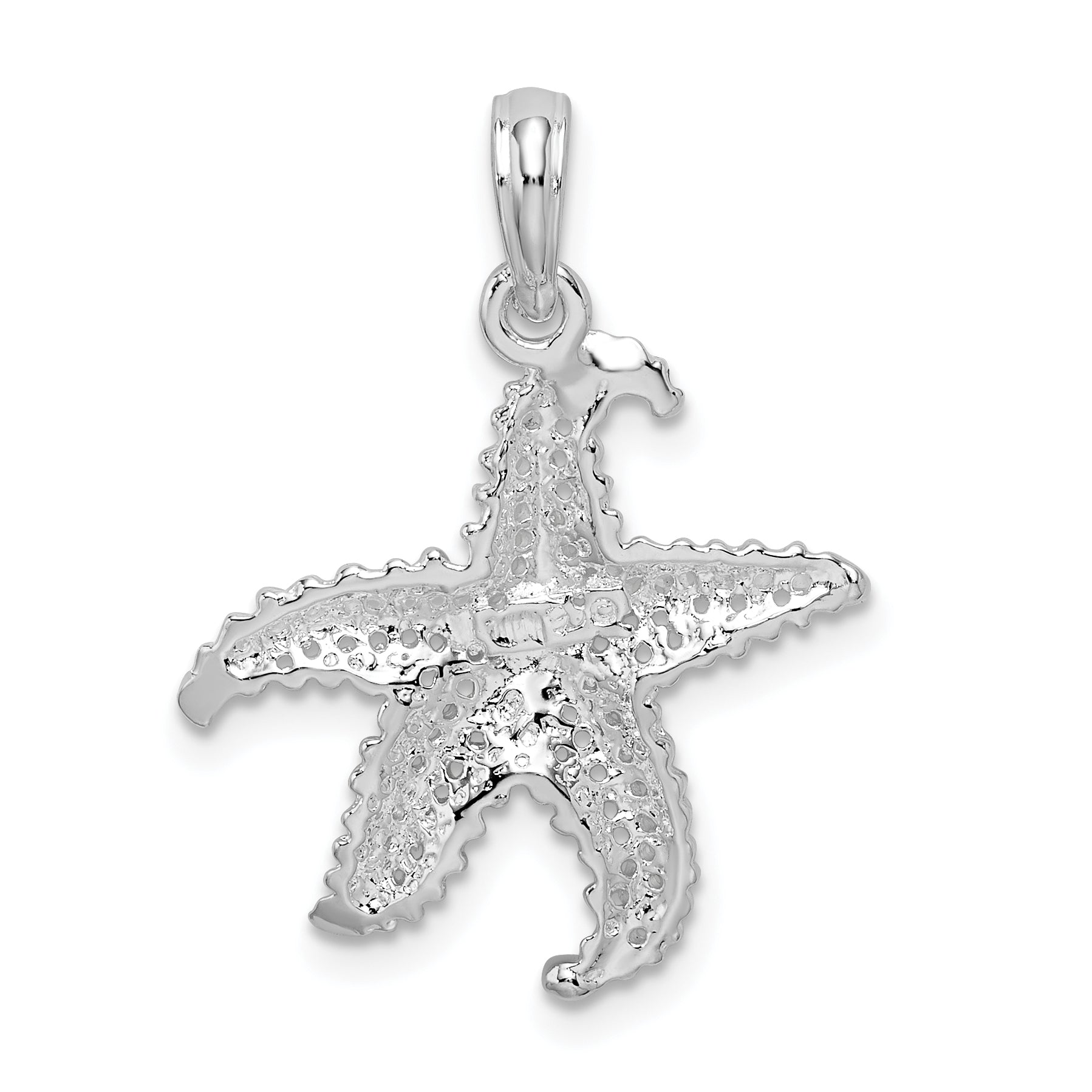 De-Ani Sterling Silver Rhodium-Plated Polished Pierced Starfish Pendant