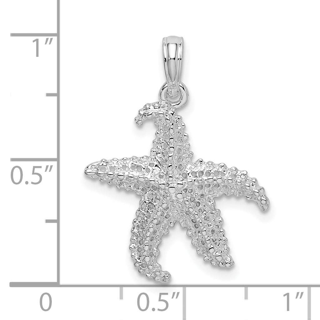 De-Ani Sterling Silver Rhodium-Plated Polished Pierced Starfish Pendant