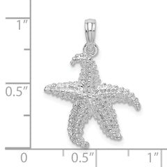 De-Ani Sterling Silver Rhodium-Plated Polished Pierced Starfish Pendant