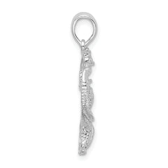 De-Ani Sterling Silver Rhodium-Plated Polished Starfish and Seahorse Pendant