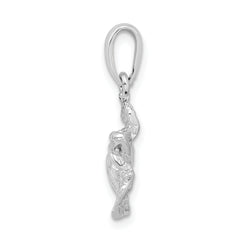 De-Ani Sterling Silver Rhodium-Plated Polished Large Sea Turtle Pendant