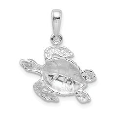 De-Ani Sterling Silver Rhodium-Plated Polished Large Sea Turtle Pendant