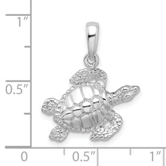 De-Ani Sterling Silver Rhodium-Plated Polished Large Sea Turtle Pendant