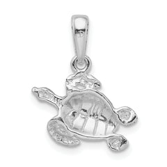 De-Ani Sterling Silver Rhodium-Plated Polished Sea Turtle Pendant