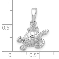 De-Ani Sterling Silver Rhodium-Plated Polished Sea Turtle Pendant