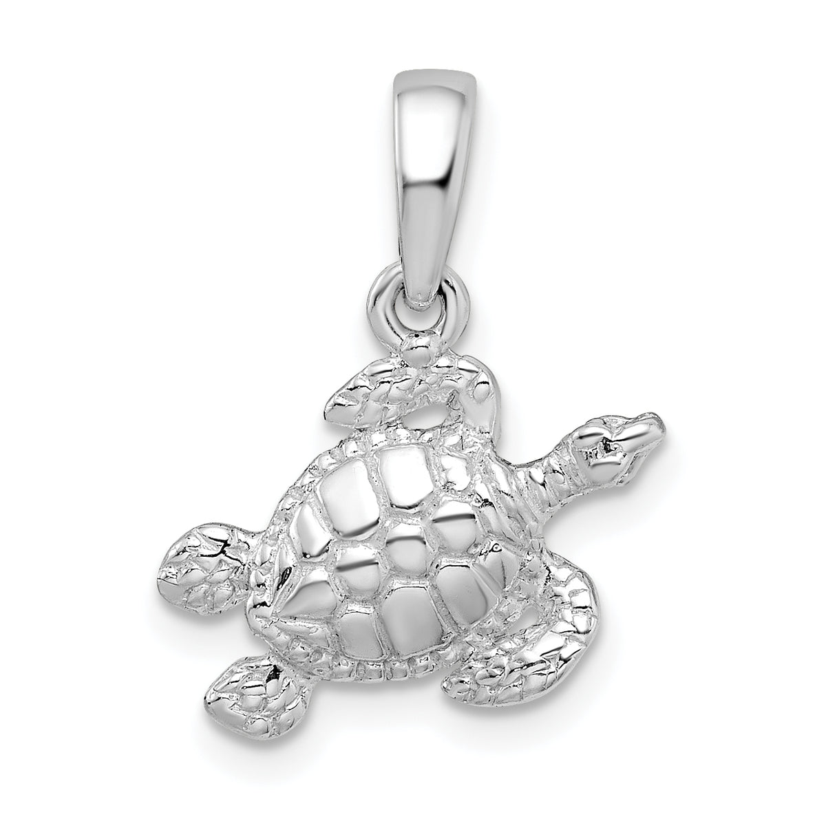 De-Ani Sterling Silver Rhodium-Plated Polished Sea Turtle Pendant