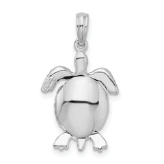 De-Ani Sterling Silver Polished 3D Moveable Sea Turtle Pendant