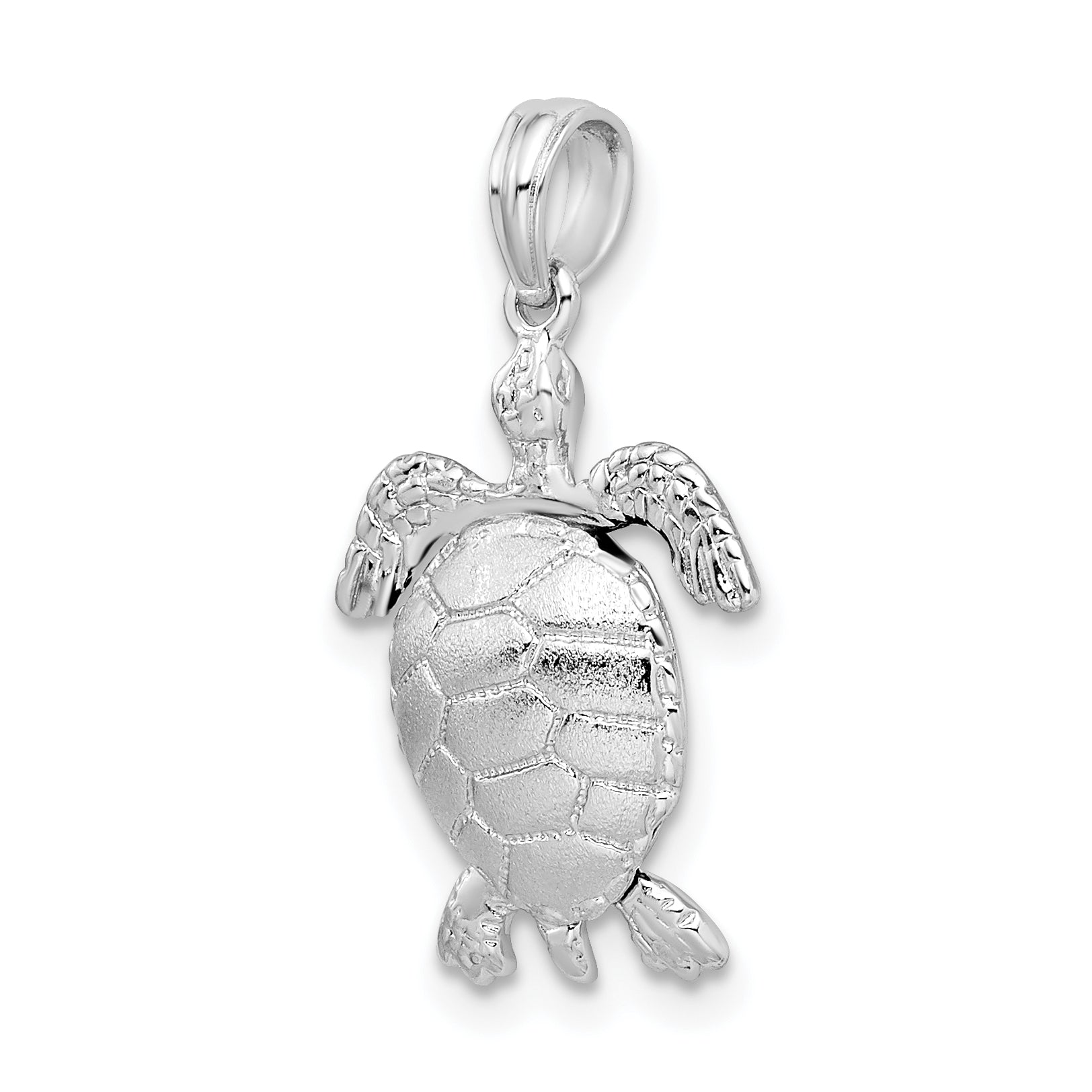 De-Ani Sterling Silver Polished 3D Moveable Sea Turtle Pendant