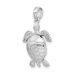 De-Ani Sterling Silver Polished 3D Moveable Sea Turtle Pendant