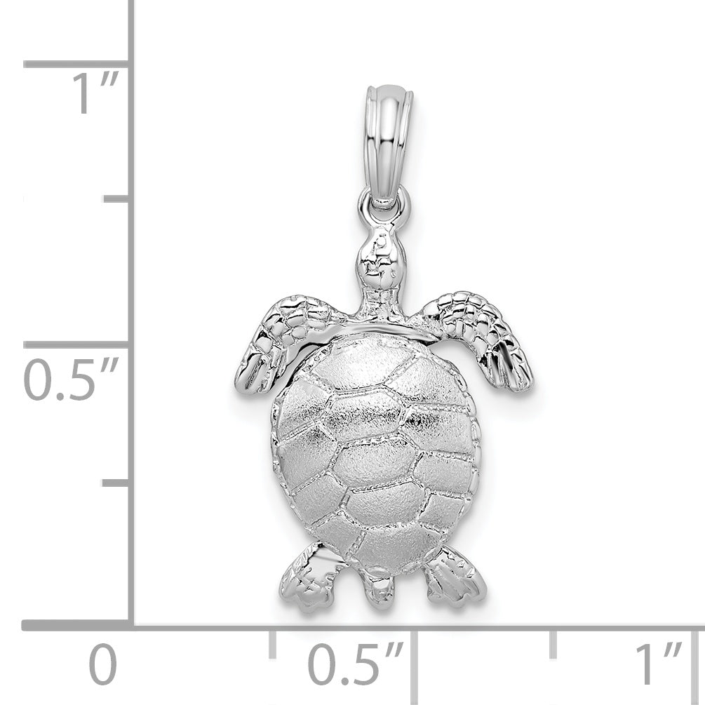 De-Ani Sterling Silver Polished 3D Moveable Sea Turtle Pendant