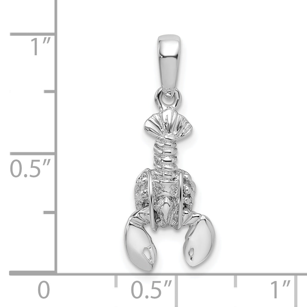 De-Ani Sterling Silver Polished 3D Moveable Lobster Pendant