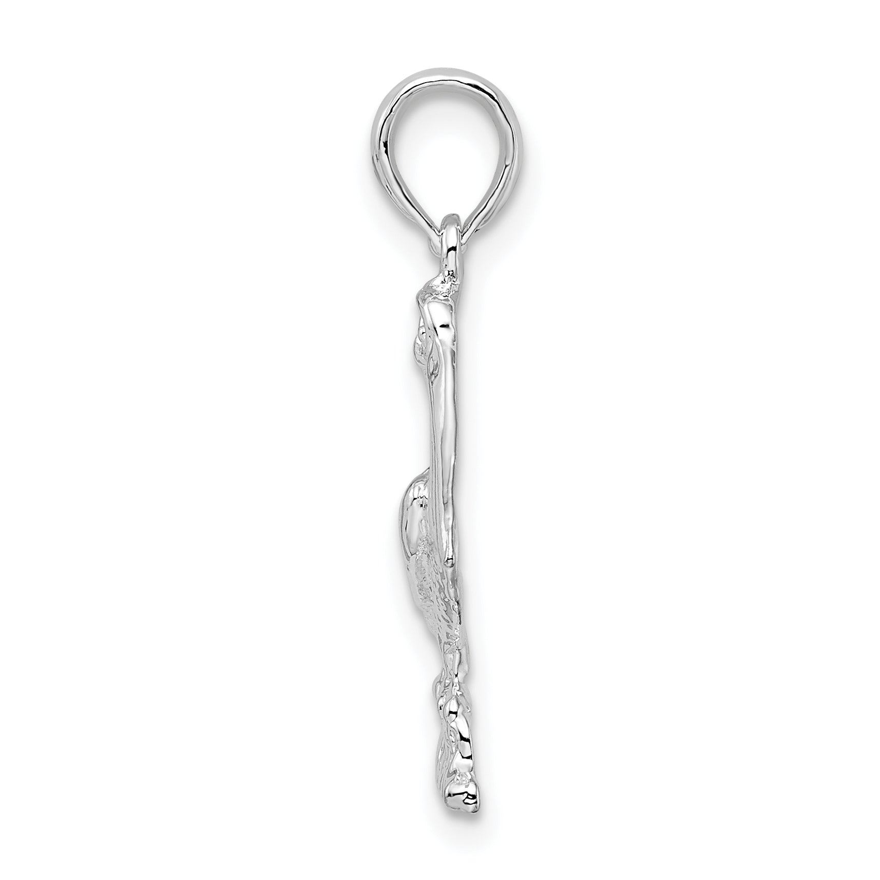 De-Ani Sterling Silver Rhodium-Plated Polished Standing Pelican Pendant