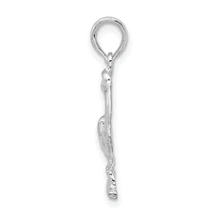 De-Ani Sterling Silver Rhodium-Plated Polished Standing Pelican Pendant