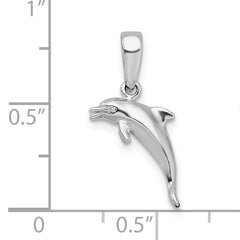 De-Ani Sterling Silver Rhodium-Plated Polished 3D Jumping Dolphin Pendant