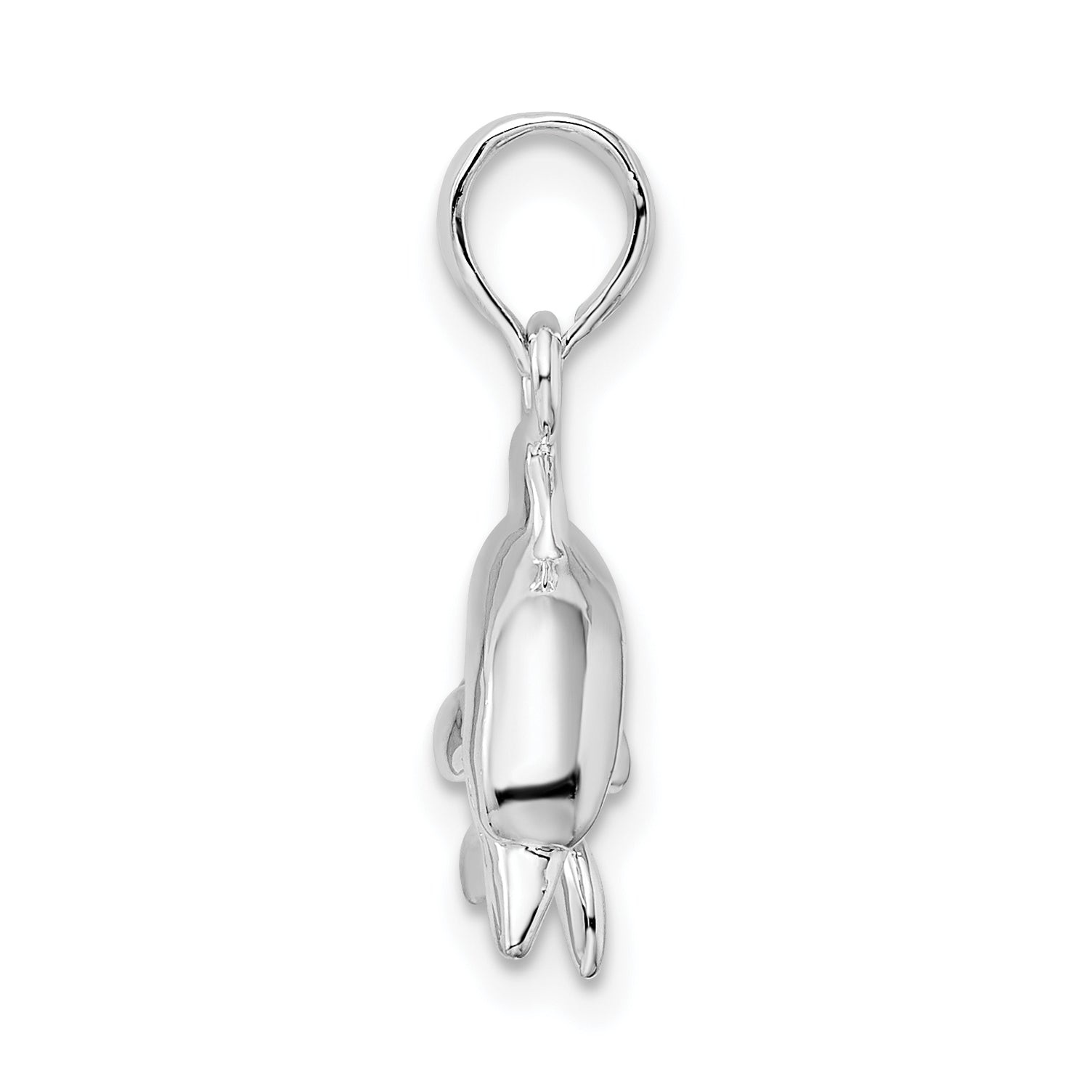 De-Ani Sterling Silver Rhodium-Plated Polished 3D Jumping Dolphin Pendant