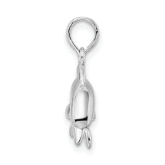 De-Ani Sterling Silver Rhodium-Plated Polished 3D Jumping Dolphin Pendant