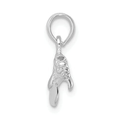 De-Ani Sterling Silver Rhodium-Plated Polished 3D Manatee Pendant