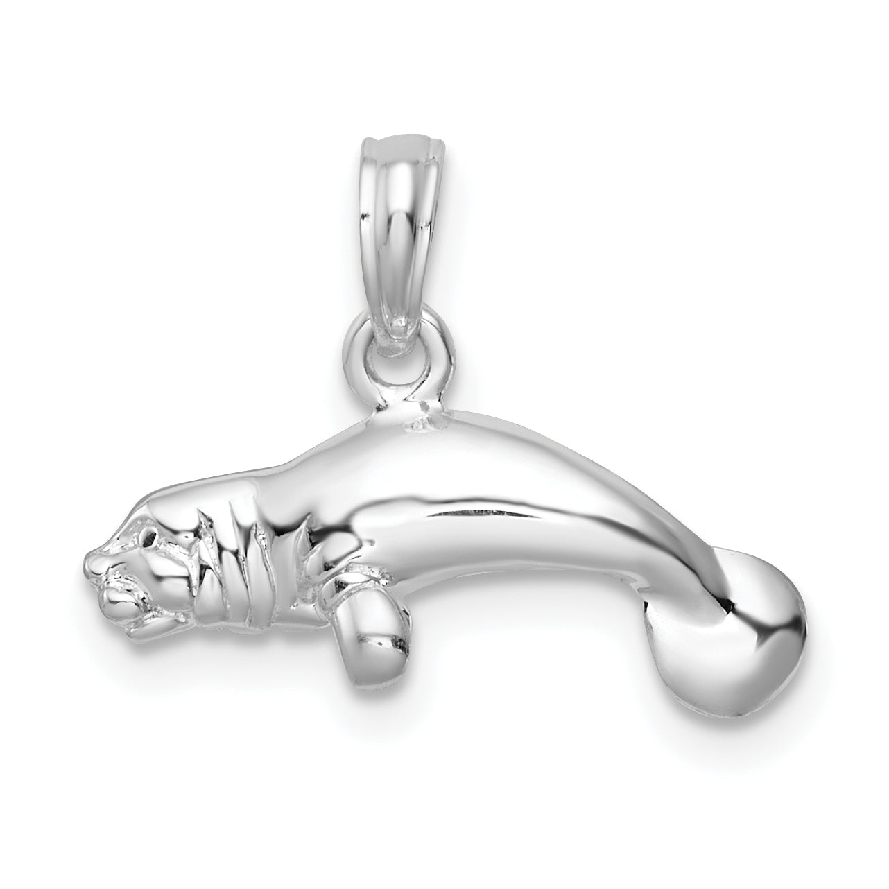 De-Ani Sterling Silver Rhodium-Plated Polished 3D Manatee Pendant