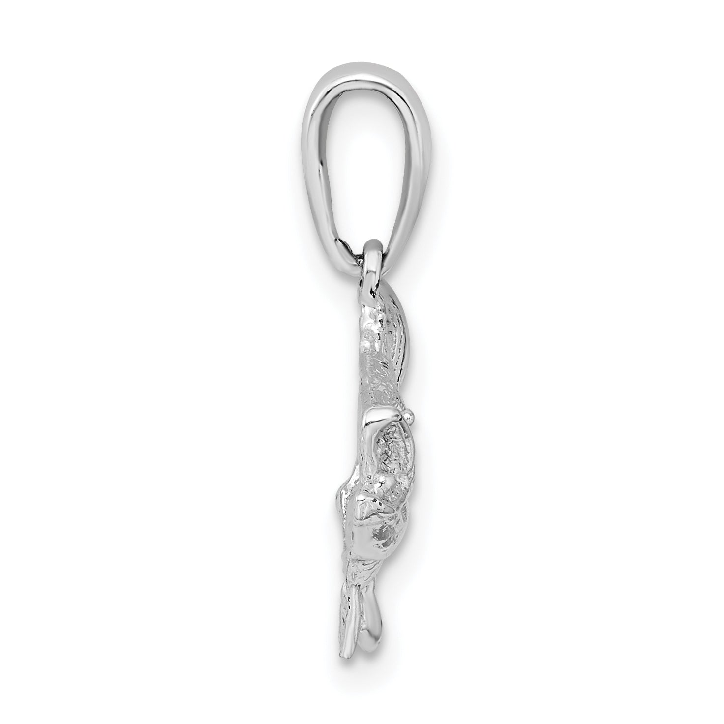 De-Ani Sterling Silver Rhodium-Plated Polished Open Mouth Bass Fish Pendant