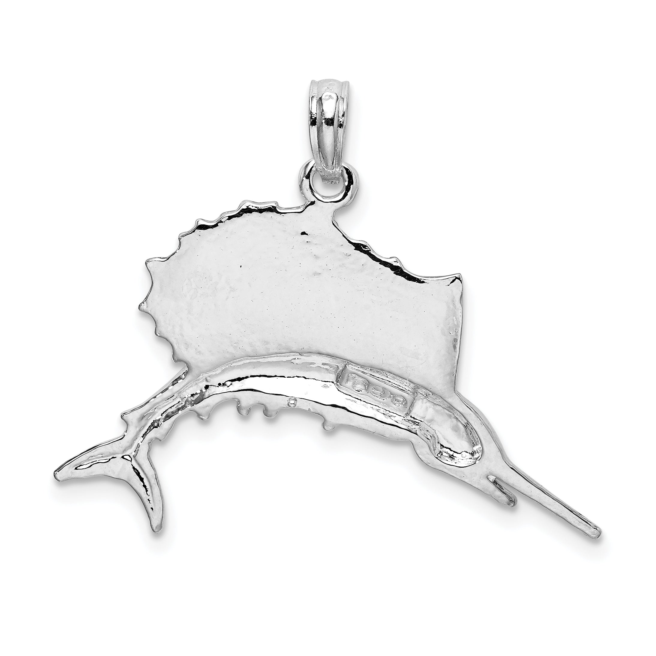 De-Ani Sterling Silver Rhodium-Plated Polished Sailfish Pendant