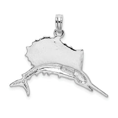 De-Ani Sterling Silver Rhodium-Plated Polished Sailfish Pendant