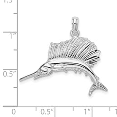 De-Ani Sterling Silver Rhodium-Plated Polished Sailfish Pendant