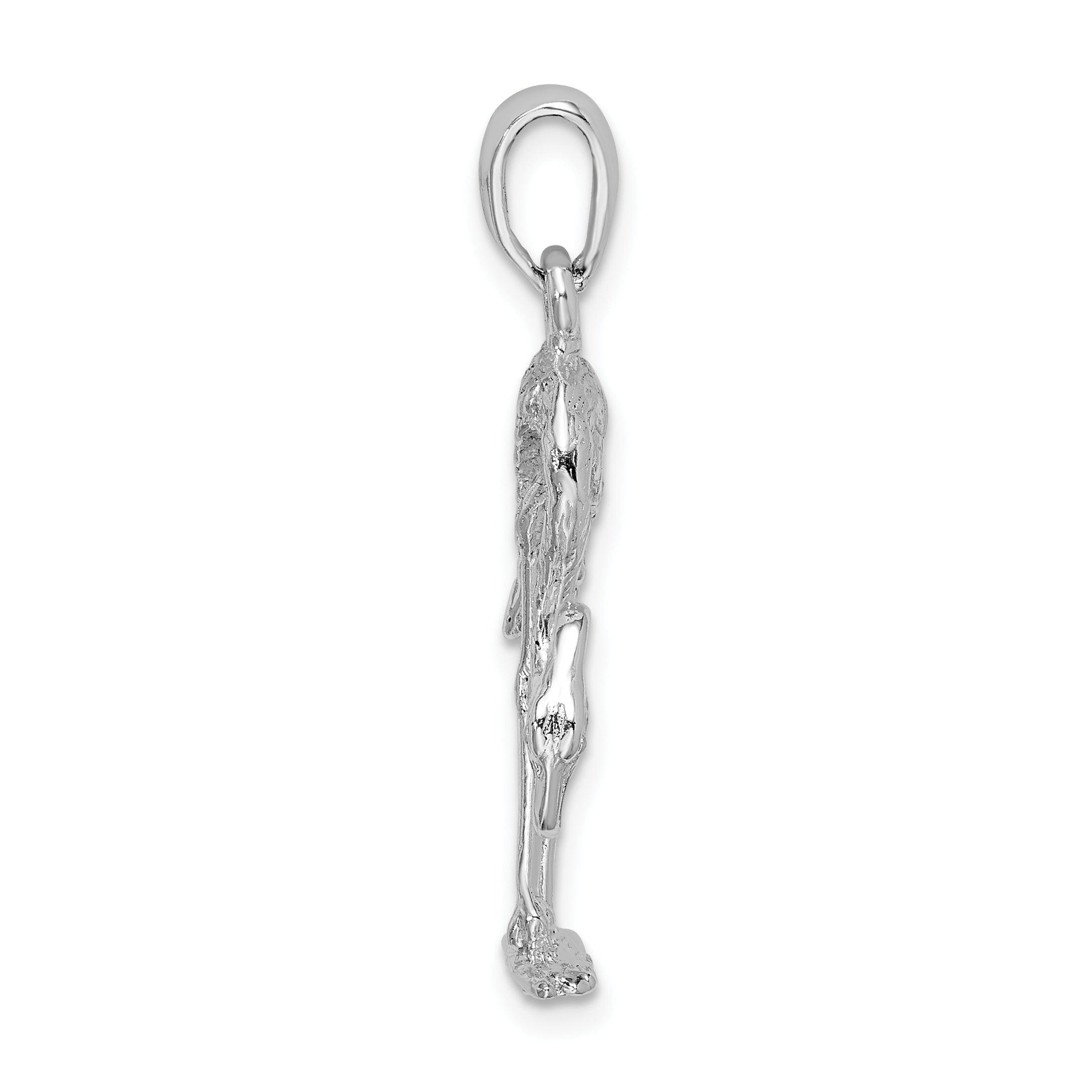 De-Ani Sterling Silver Rhodium-Plated Polished 3D Flamingo Pendant