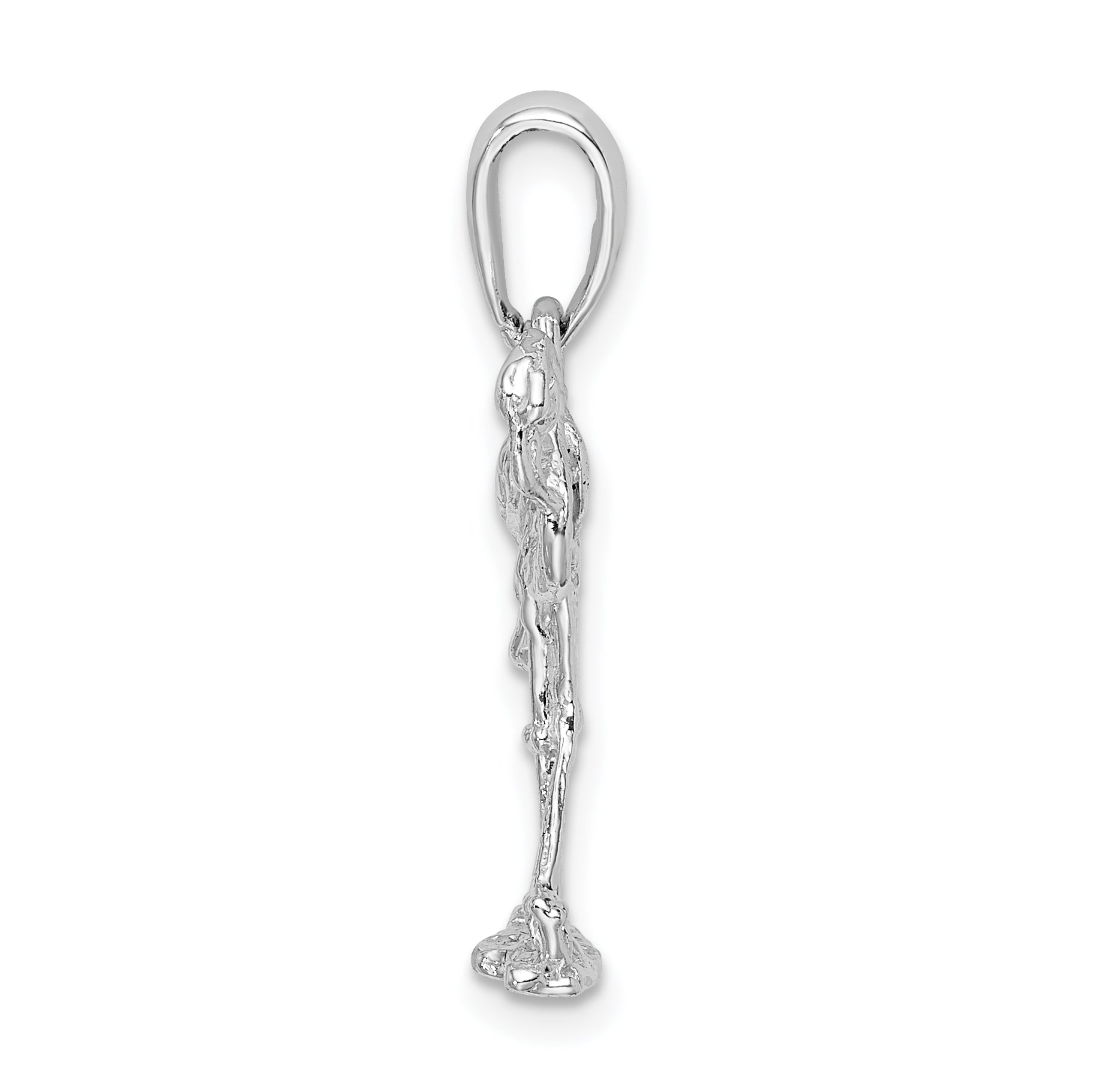 De-Ani Sterling Silver Rhodium-Plated Polished 3D Flamingo Pendant