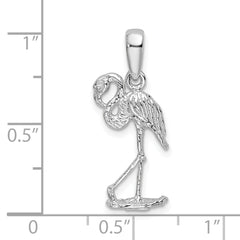 De-Ani Sterling Silver Rhodium-Plated Polished 3D Flamingo Pendant